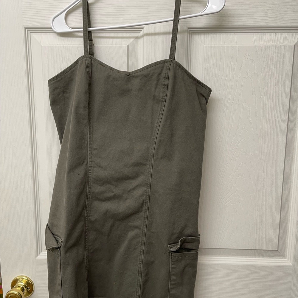 Green cargo mini dress
